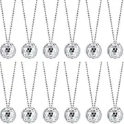 12 Piece Mirror Disco Ball Necklaces 70s Disco Party Necklaces for Home Decorations, Stage Props, Game Accessories, School Festivals,Christmas Party Favor and Supplies