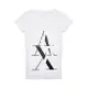 美國百分百【Armani Exchange】T恤 AX 短袖 大圓領 logo 上衣 T-shirt 白色 女 XS號 I373