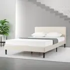 Queen Bed Frame Classic Home Fabric Upholstered Platform Beige - Zinus Nelly