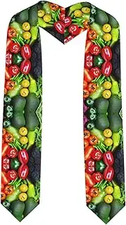 [SKKNT] Fresh Vegetables Fruits Print Graduation Shawl Stole For Academic Commencements Honor Sash Congratulations Gift, Sharp Corner, One Size