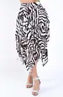 Women's Unique Daily wear Zebra Print Layered Draping Midi Skirt S M L