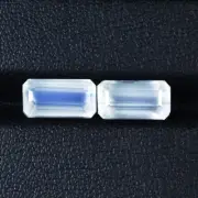 4.96 cts Power Luster Blue Sade / Natural Blue Moonstone - Octagon Pair Gems !!!