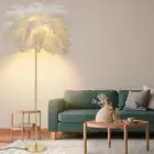 NEW White Ostrich Feather Floor Lamp - 3 Color LED, Modern Standing Light for Be