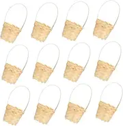 Amosfun 12pcs Handwoven Bamboo Basket Farmhouse Small Basket Miniature Storage Basket Decors Simulation Mini Basket Miniature Flower Baskets Mini Basket Ornament Tiny Basket Mini Baskets
