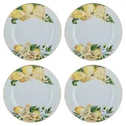 4pc Ashdene Citrus Blooms 19.5cm Side Plate Round New Bone China Set Blue/Lemon