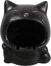 Generic Ceramic Ashtray Tray Decor Ashtray with Lid Ash Tray Wooden Ashtray Patio Decor Ashtray for outside Outdoor Porch Decor Ash Holder for Smoker Outdoor Decor Ceramics Black