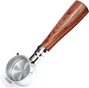 51mm Bottomless Portafilter Wooden Handle Stainless Steel Naked Portafilter Comp