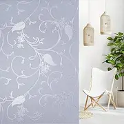 WONESZ Window Film Privacy W44.5*L200 CM Decorative Window Film Privacy Frosted Glass Cover Non Sticky Static Clings UV Heat Cutting Control Window Bathroom Door Glass Door Cover Home Hotel