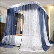 Princess Bed Canopy for Girls with Guide Rail Machine Washable Bed Curtains Canopy with U-Shaped Bracket Bed Decoration 3 Openings Mosquito Net for King Size(Size:180×220×210cm)