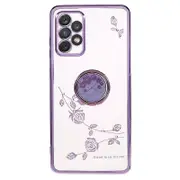 For Samsung Galaxy A33 5G Rhinestone Ring Kickstand Phone Case TPU Electroplating Pattern Cover
