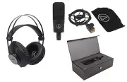 Audio Technica AT4040 Pro Cardioid Condenser Microphone + Case + AKG Headphones