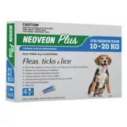 Neoveon Plus Spot-on Flea & Tick Treatment for Medium Dogs 10-20kg 4 Pack