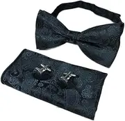 [Aiko] Men's Silk Jacquard Paisley Floral Bow Hanky Cufflinks Formal Party Wedding Ties ac2532