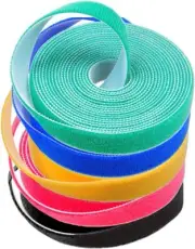 5 Roll Reusable Cable Straps Cable Ties Hook & Loop Nylon Fastening Tape Wire Or