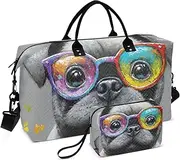 [YXYZRMY] Cut Puppy Head Travel Duffel Bag Gym Bag Sports Tote Bag with Multiple Interior Pockets Shoulder Weekender Bag for Women Men with Toiletry Bag 20.5”x 7.9”x 13.8”, Multi-Colored, one size