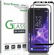 Galaxy S9 Screen Protector Glass, amFilm Full Cover (3D Curved) Tempered Glass Screen Protector with Dot Matrix for Samsung Galaxy S9 (Black)
