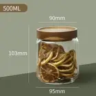 500-1850ml Wood Lid Glass Airtight Jar Food Container Grains Coffee Bean Storage