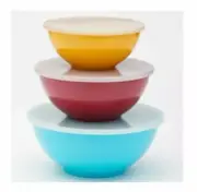 Food Network 3-Bowl Nesting Melamine Mixing Bowl Set with Lids - NEW