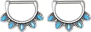 [Pierced Owl] Turquoise Tribal Nipple Clicker Ring in 316L Surgical Steel - Sold as a Pair