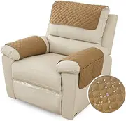 Fansu Armchair Protector for Recliner Chair with Armrests, Armchair Cover with Pockets for TV Chair, Waterproof and Non-Slip Furniture Protector for Sofa, Chair (1 Seater, Camel)