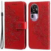 For Oppo Reno10 Pro+ 5g Imprinted Flower Cover Phone Case Foldable Stand Wallet Pu Leather Shell
