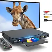 DVD Players for TV, Support PAL/NTSC, Karaoke Connections, USB Input, Region Free HDMI DVD-Player with Remote Control, HDMI and AV Cables