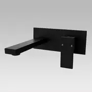 Square Black Bath Wall Mixer Durable solid brass