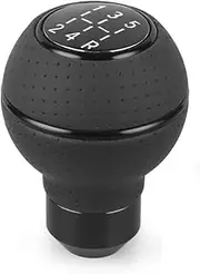 NTKLKVSVFP 5 Speed Universal Leather＆Aluminium Car Gear Shift Knob Fit for M8 M10 M11 M12 Shift Lever Gear Level Knob Shift Head(Silver)