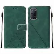 Klapber Phone Case for Oppo A52 Leather Wallet Case with Card Slot Holster & Kickstand Protective Bumper Soft TPU Silicone Shell Cover for Oppo A52, Business Style Green