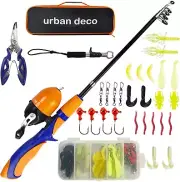 Urban Deco Kids Fishing Pole Set Portable Telescopic Kids Fishing Rod and Reel C
