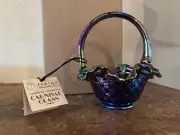 Fenton Carnival Basket with Handle 7" open edge Iridescent Glass