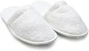 Arus Men's Cotton Slippers Turkish Terry Cloth for Spa and Bath, White, Large Wide