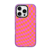 iPhone 16 Pro Impact Case MagSafe Compatible Pink and Orange Checkered