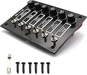 15A 24V 12V Rocker Switch Panel Fuse Light Toggle 6 Buttons Caravan Racing Auto Car Accessories ，Compatible for Boat Marine Truck Trailer RV