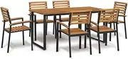 7 Piece Garden Dining Set Solid Wood Acacia and Metal, Furniture Sets, Patio Furniture