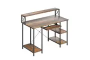 Levede Computer Desk with Keyboard Tray Brown