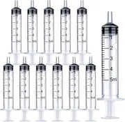 10 Pack 5ml/cc Plastic Syringe,Individually Sealed with Measurement, for Scientific Labs, Measuring Liquids, Feeding Pets, DIY Lip Gloss, Oil or Glue Applicator, Art Painting (5 ml)