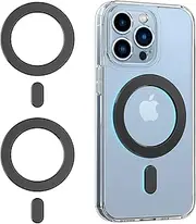 OUTXE Magnetic Adapter Ring 2-Pack, Universal Magnet Sticker Compatible with Magsafe Accessories & Wireless Charging for iPhone/Android/Galaxy/Pixel Black