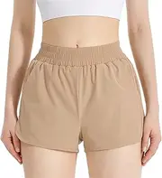 NEXSONIC Athletic Shorts for Women Quick-Dry Running Shorts with Linear Workout Gym Active Sport Shorts