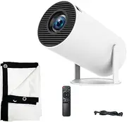 Moviehub Mini Projector, 4K 1080P Portable Projector, with 60‘’Screen 180° Rotation, WiFi 6, Bluetooth 5.0, Android 11, Smart Projector Automatic Level Correction, Home Outdoor HD Movie Projectors