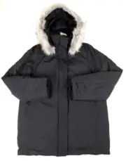 NWT UNIQLO Hybrid Down Coat 3-Way Women Size M Black Removable Hood & Faux Fur