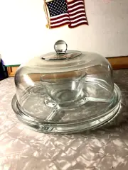 DIVIDED SERVING PLATE DIVIDED IN 5 SECTIONS WITH GLASS DOME TOP CLEAR GLASS