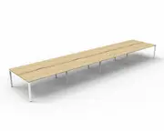 RAPIDLINE DELUXE RAPID INFINITY PROFILE LEG WORKSTATION No Screen 8 Person Double Sided W1800 x D750 x H730mm (per user) Natural Oak Top White Frame