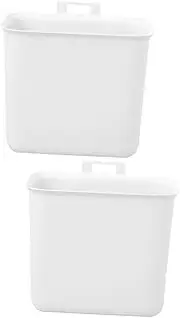 2 Pcs Storage Basket Wall Mounted Container Bin Bag Holder Cabint Door Trash Can Waist Tightener Clips Automatic Hamster Feeder Bins Dispenser Container Storage Box Hanging White