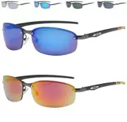 Mens X-Loop Sports sunglasses Semi Rimless Mirror Oval wrap around Ladies UV400