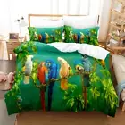 Color Parrot Duvet Cover Pillowcase Single Double Bedding Quilt Cover Pillowcase