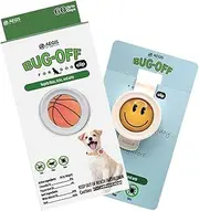 Bug-Off Clip for Dogs [2 Pack] Repels Flea, Tick & Ants for 60 Days, Natural Flea and Tick Repellent Collar [Made in Korea] Aegis by KN FLAX (Basketball & Smile)