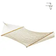13DCOT Large DURACORD Rope Hammock with Free Extension Chains & Tree Oatmeal