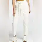 NWT CALIA cotton/rayon twill utility pants paper bag waist cropped belted L