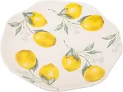 OHPHCALL Ceramic Food Serving Tray Decorative Lemon Pattern Dish for Fruits and Desserts Creative Plate for Home Dining and Entertaining for Housewarming and Special Occasions
